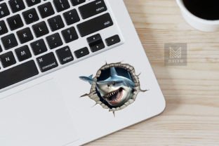3D Shark Cracked Hole Stickers Graphic Crafts By Mulew 4