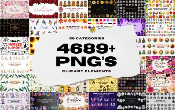 4689+ PNG's Clipart Elements Bundle Gráfico Ilustraciones Imprimibles Por GraphicxPack