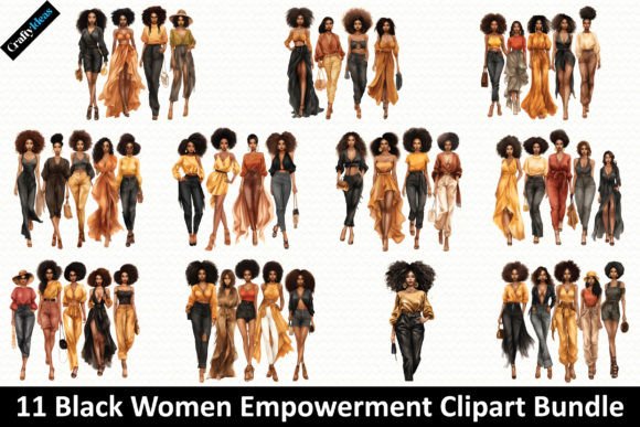Black Women Empowerment Clipart Afbeelding Afdrukbare Illustraties Door CraftyIdeas