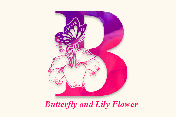 Butterfly and Lily Flower Font Decorativi Font Di utopiabrand19