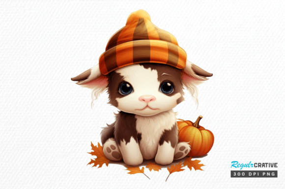 Cute Baby Cow for Halloween Png Design Graphic Illustrations By Regulrcrative
