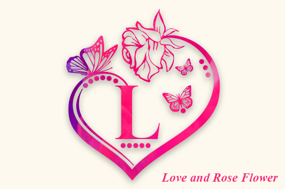 Love and Rose Flower Font Decorativi Font Di utopiabrand19