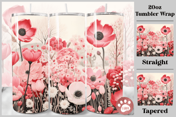 Artistry Flower Tumbler Wrap PNG Gráfico Manualidades Por Luna Art Design