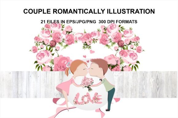 Couple Romantically in Love Illustration Illustrations Imprimables Par Ljuko