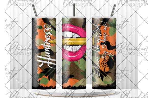 Huntress - Girl Hunter Camo Pink Orange Graphic Crafts By Rhinehart Designs