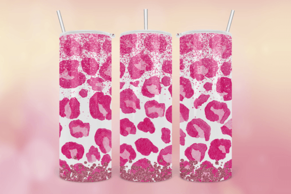 Pink Leopard Pink Glitter Tumbler Wrap Gráfico Manualidades Por peangra