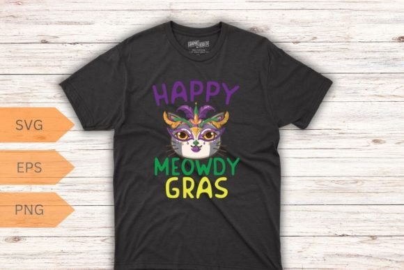 Show Me Your Kitties Mardi Gras Cat Svg Gráfico Designs de Camisetas Por mizanrahmanmiraz