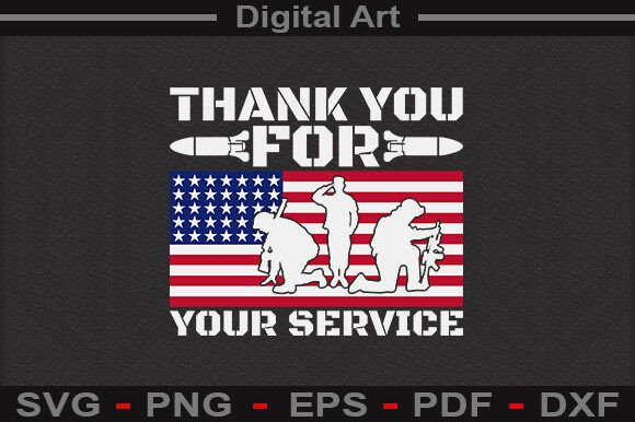Thank You for Your Service SVG File Graphic T-shirt Designs By Exclusive Craft Store