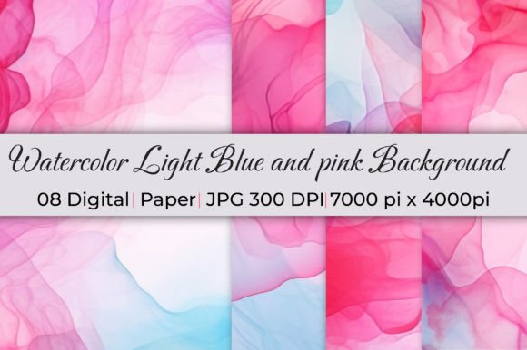 Watercolor Light Blue Pink Background Graphic Backgrounds By mirazooze