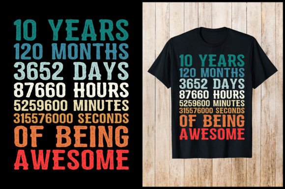10 Years Retro Birthday T-Shirt Graphic T-shirt Designs By nxmnadim