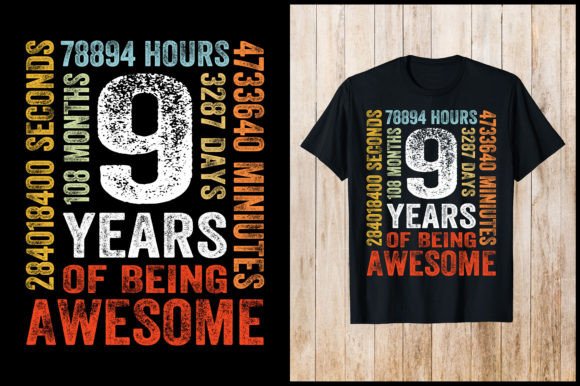 9 Years Retro T-Shirt Graphic T-shirt Designs By nxmnadim