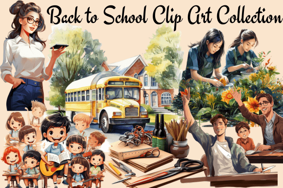 Back to School Clip Art Collection Illustration Illustrations Imprimables Par Craft Studios