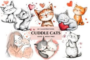 Cuddle Cats Clipart Illustrations Graphic Illustrations By Enchanted Marketing Imagery 1
