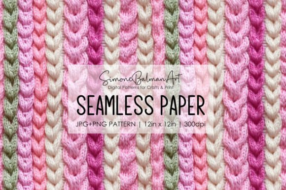 Knitted Pink Seamless Pattern Graphic AI Patterns By Simone Balman Art