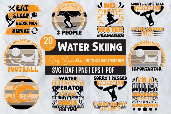 Water Skiing Svg Bundle Afbeelding Afdruk Sjablonen Door svgstudiodesignfiles