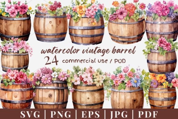 24 Vintage Barrel Vector, SVG, PNG 971 Graphic Illustrations By SWcreativeWhispers