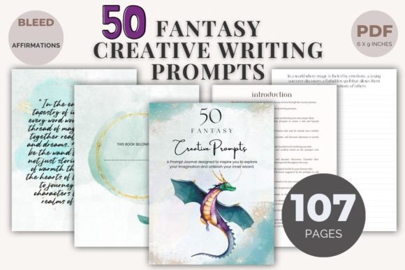 50 Fantasy Creative Writing Prompts Grafik KDP-Interieurs Von Nora as