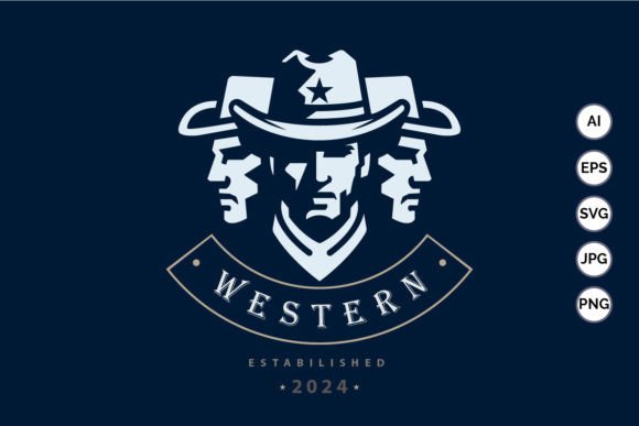 Cowboy Western Head Silhouette Logo Graphic Illustrations By lordottori