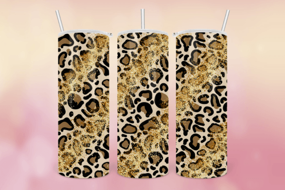 Gold Glitter Leopard Tumbler 20oz Illustration Artisanat Par peangra