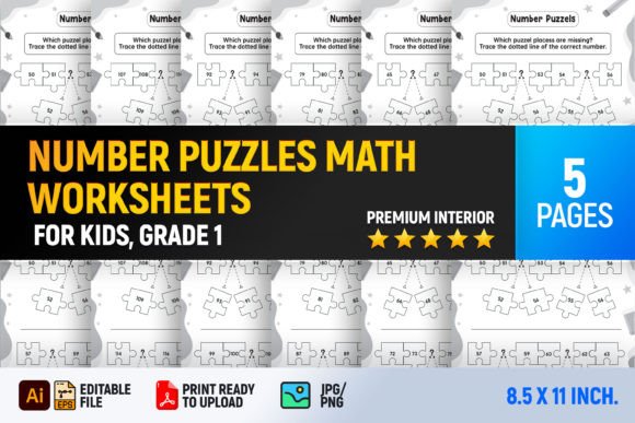 Number Puzzles Math Worksheets Gráfico 1st grade Por Interior Creative