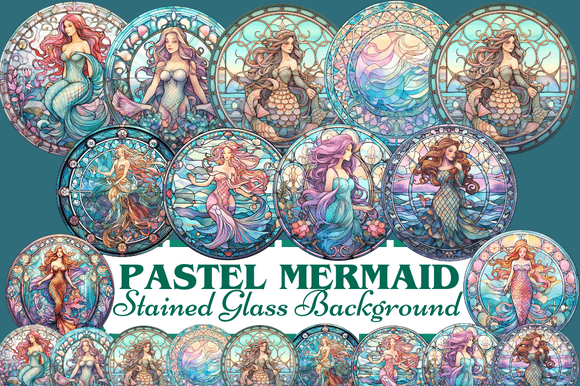 Pastel Mermaid Stained Glass Background Grafik Hintegründe Von Craft Studios