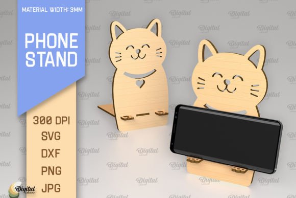 Phone Stand Laser Cut. 3D Phone Holder Graphic 3D SVG By Digital Idea