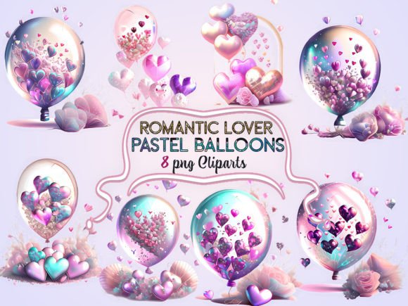 Romantic Lover Pastel Balloons Clipart Graphic Illustrations By EdeniaArtStudio