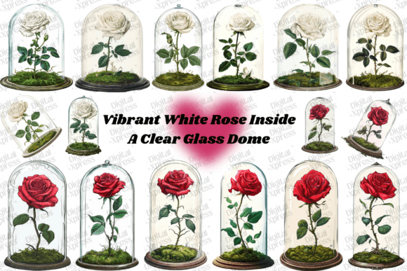 Rose Inside a Clear Glass PNG Afbeelding Afdrukbare Illustraties Door Digital Xpress