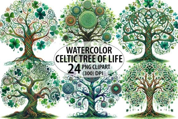 St Patricks Celtic Tree of Life Clipart Graphic Illustrations By Creative Art