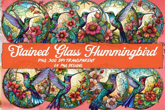 Stained Glass Hummingbird Wind Spinner Graphic Illustrations By Apon Design Store