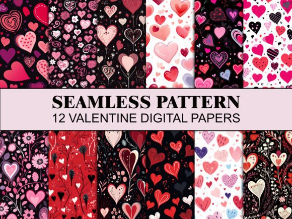 Valentine Seamless Pattern Pink Hearts Graphic Patterns By Wildflower Publishing