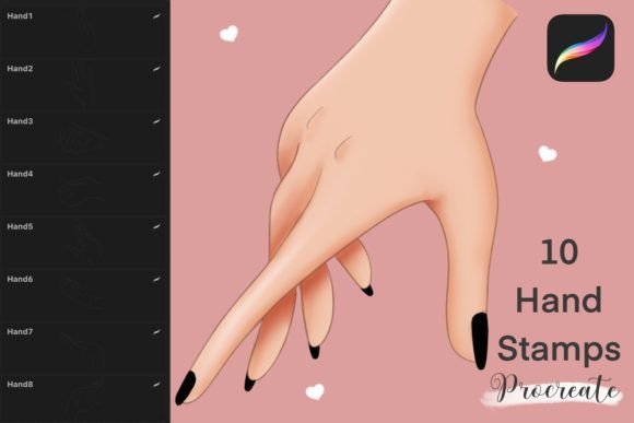 10 Procreate Stamps Hands Shapes Graphic Brushes By StudioAngelArts