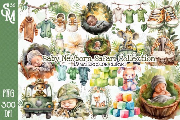 Baby Newborn Safari Sublimation Clipart Graphic Illustrations By StevenMunoz56