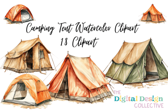Camping Tent Watercolor Clipart Graphic Illustrations By lizballew