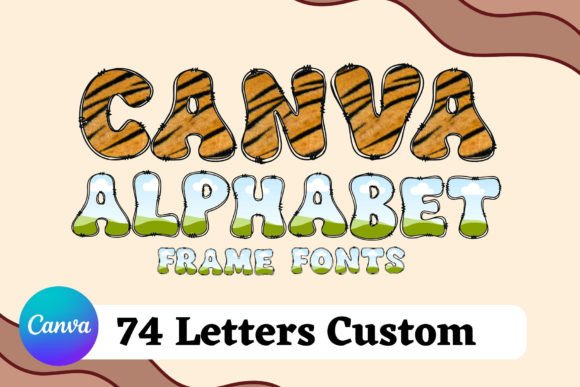 Custom Canva Alphabet Frames Fonts Grafica Modelli di Prodotti Di Fox7