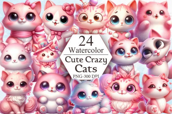 Cute Crazy Cats Sublimation Clipart PNG Graphic Illustrations By ArtStory