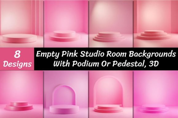 Empty Pink Studio Background with Podium Gráfico Fondos Por VYCstore