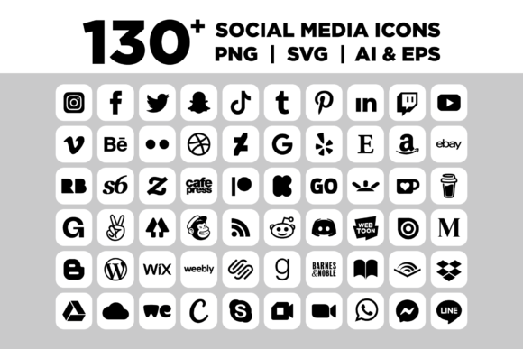 Rounded Square White Social Icons Graphic Icons By Running With Foxes