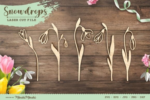 Snowdrop Flowers Laser Cut File, Svg Gráfico Plantillas Gráficas Por Mbuki Mbuki