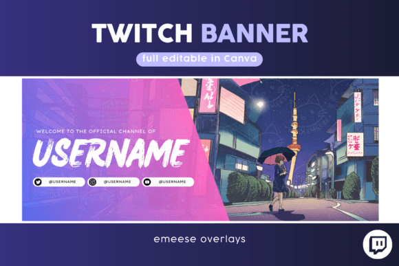Twitch Banner Template Livestream Banner Graphic Graphic Templates By EmeeseOverlays