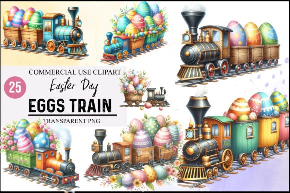 Watercolor Easter Train Eggs Clipart Graphic Illustrations By Creative Home