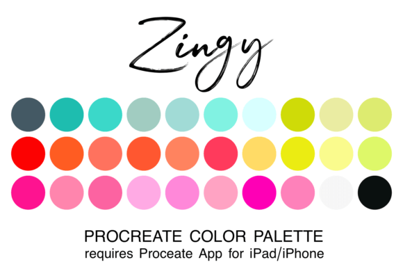 Zingy Procreate Color Palette Graphic Brushes By julieroncampbell