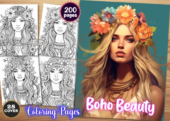 200 Boho Beauty Coloring Pages for - KDP Graphic Coloring Pages & Books Adults By KIDS ZONE