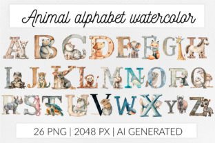 Animal Alphabet Sublimation Watercolor Gráfico Ilustrações em IA Por StudioSVG