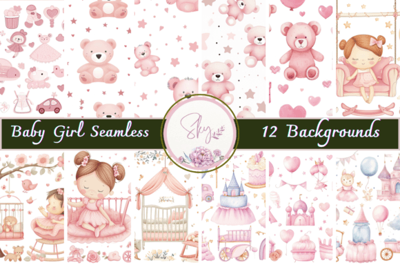 Baby Girl Seamless Patterns Digital Graphic AI Patterns By Skye Design