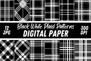 Black White Plaid Backgrounds Patterns Graphic Patterns By Creative River 1