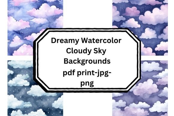 Dreamy Watercolor Cloudy Sky Backgrounds Graphic Backgrounds By Retro Prince