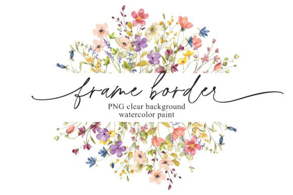 Flowers Frame Border, Banner, Drawing. Grafika Ilustracje do Druku Przez Larisa Maslova