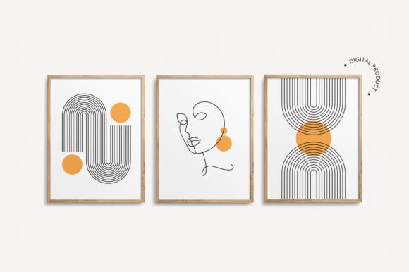Set of 3 Mid Century Modern Wall Art Graphic Crafts By maymotif