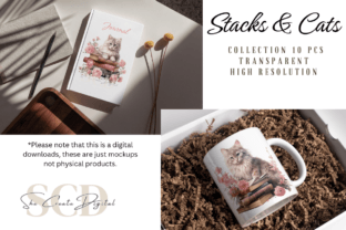 Stacks and Cats Transparent Clipart Afbeelding Afdrukbare Illustraties Door melina wester 4